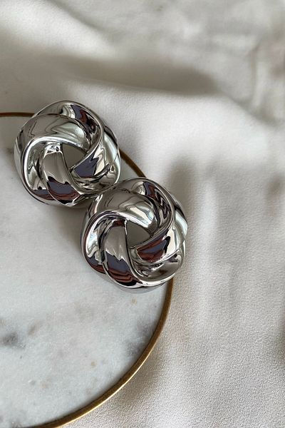 gaila design Steel Silver Color Large Spiral Earrings