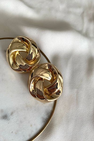 gaila design Steel Gold Color Large Spiral Earrings