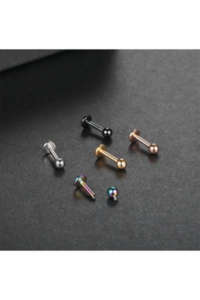 Öte Beri 316l الجراحية الصلب السائبة اللولب، السبتوم، الغضروف، الحنجرة، ابتسامة، الزنمة 3 قطع ثقب أسود