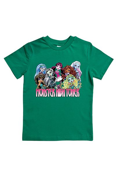 MONSTER HIGH εμπριμέ βαμβακερό χτενισμένο ύφασμα καλοκαιρινό παιδικό μπλουζάκι