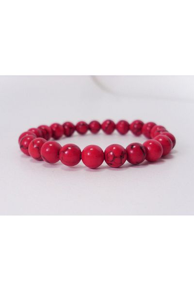 Padore Accessory Unisex Red Howlite Natural Stone Bracelet
