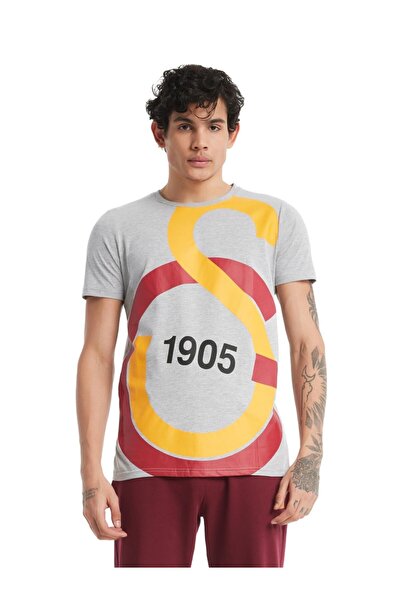Galatasaray Lisanslı Büyük Logolu Gri T-Shirt