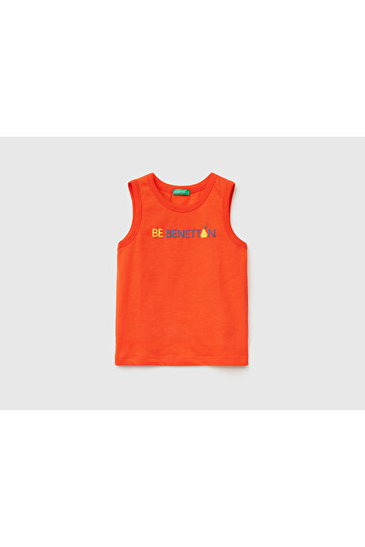 United Colors of Benetton Erkek Çocuk Nar Çiçeği Benetton Yazılı Atlet