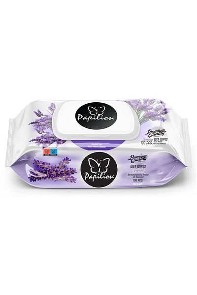 Papilion Premium Lavender Extract Extra Soft Wet Towel 100 Sheets