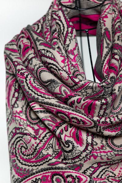 MAWLANA CASHMERE & SILK MODAL CASHMERE JACQUARD SHAL (WITH BAZLI)