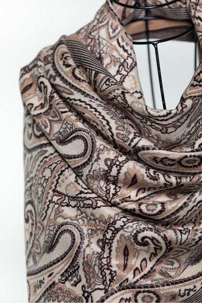 MAWLANA CASHMERE & SILK MODAL CASHMERE JACQUARD SHAL (WITH BAZLI)