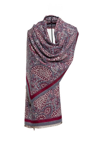 MAWLANA CASHMERE & SILK MODAL CASHMERE JACQUARD SHAL (LEADED)