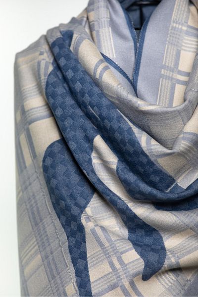 MAWLANA CASHMERE & SILK MODAL CASHMERE JACQUARD SHAL (HORSE)
