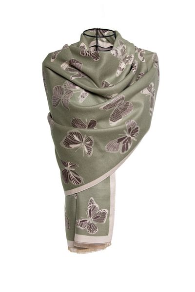 MAWLANA CASHMERE & SILK MODAL CASHMERE JACQUARD SHAL (BUTTERFLY)