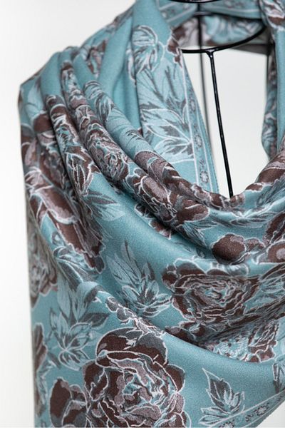 MAWLANA CASHMERE & SILK MODAL CASHMERE JACQUARD SHAL (FLOWERY)