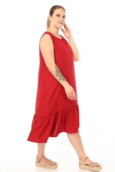SCHIK Γυναικείο φόρεμα μπορντό αμάνικο Plus Size - Sckwm21el01