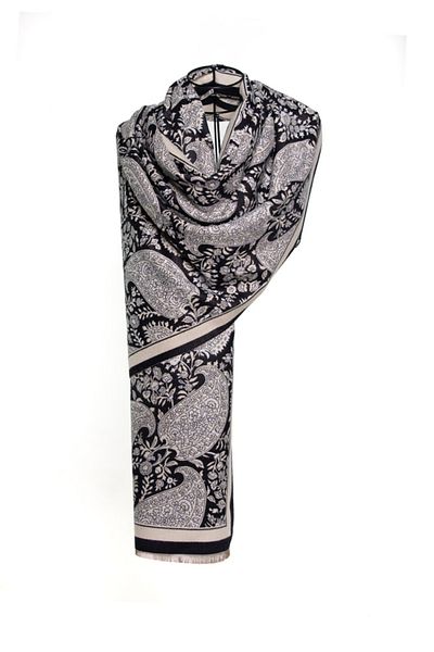 MAWLANA CASHMERE & SILK MODAL CASHMERE JACQUARD SHAL (LEADED)
