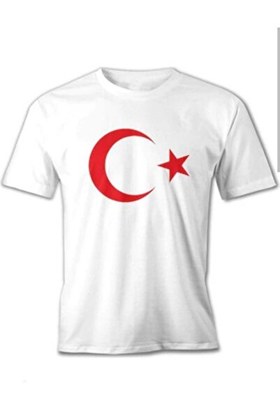 BUUFUU Μπλουζάκι από βαμβακερό μισοφέγγαρο με τουρκική σημαία, κοντομάνικο μπ...