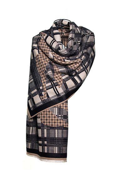MAWLANA CASHMERE & SILK MODAL CASHMERE JACQUARD SHAL (HORSE)