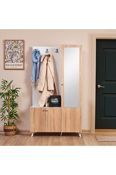 Just Home Aynalı Portmanto - Sonomo / Beyaz