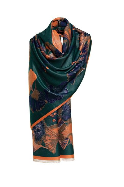 MAWLANA CASHMERE & SILK MODAL CASHMERE JACQUARD SHAL (FLOWERY)
