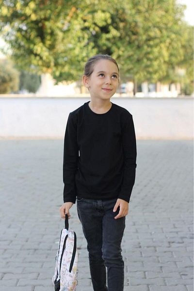 Çiggo Kids Tricou de bază cu mânecă lungă unisex cu gât turnu pentru copii (4-13) Vârste