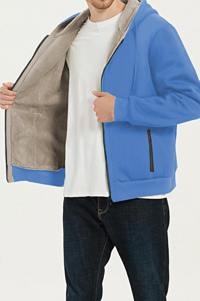 GHASSY CO. Чоловічий ультратермовий светр з капюшоном, підкладкою з шерпа та кишенями на блискавці