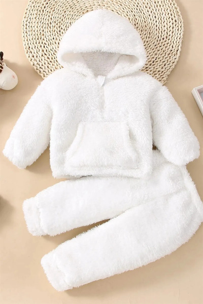 ipek atlas Baby Boy Girl and Child Plush Hooded Double Set