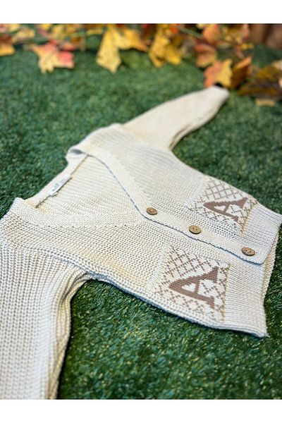 Aziz Bebe Knitwear Buttoned Cardigan Unisex Stone