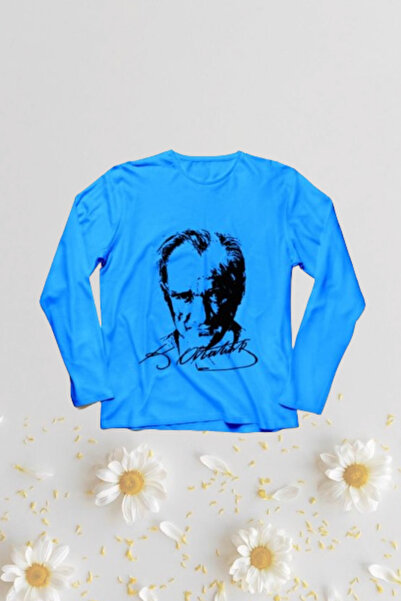 Nacar Kız Erkek Çocuk 23 Nisan Atatürk Baskılı Uzun Kol Gösteri Tshirt Yetişk...