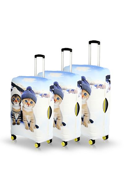 hızlıvaliz Husă pentru valiză Protector pentru valiză SET DE 3 (Doi pisici)