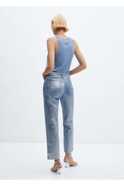 MANGO Woman Folyo Düz Jean Pantolon