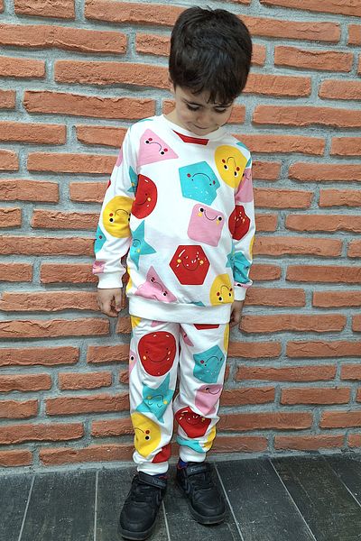endudu Noul sezon cu forme geometrice de sezon Emoji Printed Set de 2 unisex