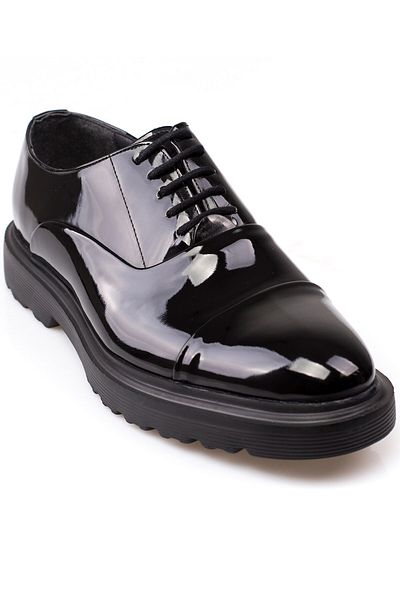 depderi Thick Sole, Light, Patent Leather and Black Men's Classic Shoes