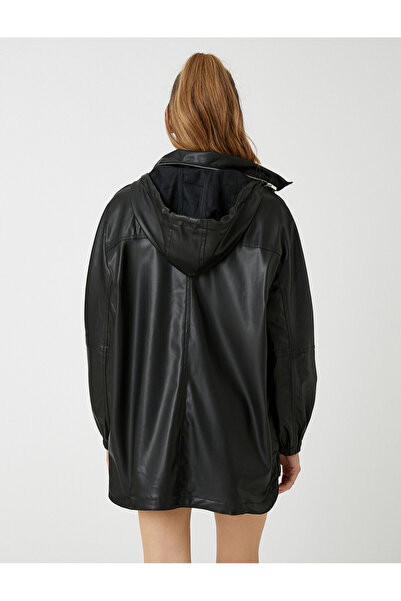 Koton Αδιάβροχο από συνθετικό δέρμα με κουκούλα και τσέπες