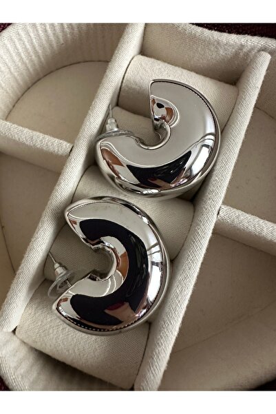 ringbox Silver Color Extra Curved Half Hoop Earrings