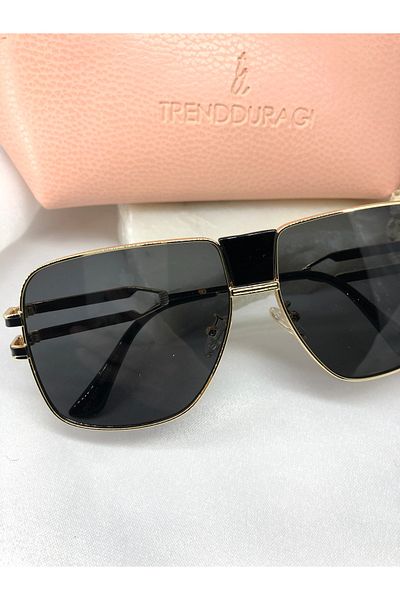 Di Caprio Fery Square Rectangle Black Women's Sunglasses