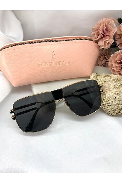 Di Caprio Fery Square Rectangle Black Women's Sunglasses
