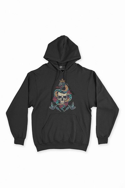 Cix Φούτερ με μαύρη κουκούλα - Skull Dragon Armed Hoodie