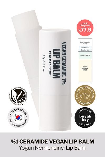 DERMA FACTORY Large Size Intensive Moisturizing Lip Balm Containing 1% Ceramide Derma Factory Vegan Ceramide Lip Balm