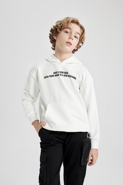 DeFacto Boy's Oversize Sweatshirt with Hood - Printed, B6479A824Sp