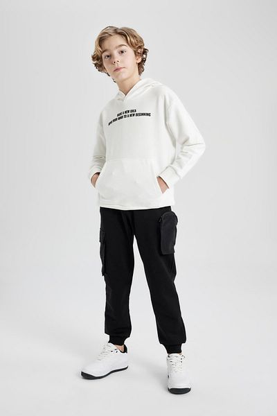 DeFacto Boy's Oversize Sweatshirt with Hood - Printed, B6479A824Sp