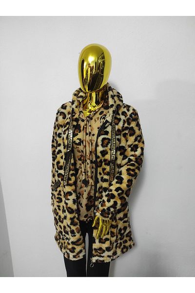 DHDmoda welsoft plush leopard print coat