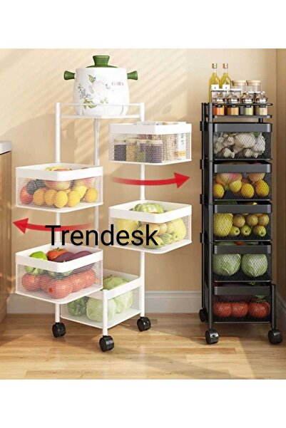TRENDESK 5 Katlı Luxx  Beyaz  Metal Patates Soğan Sebze Meyve Sepeti Sebzelik...