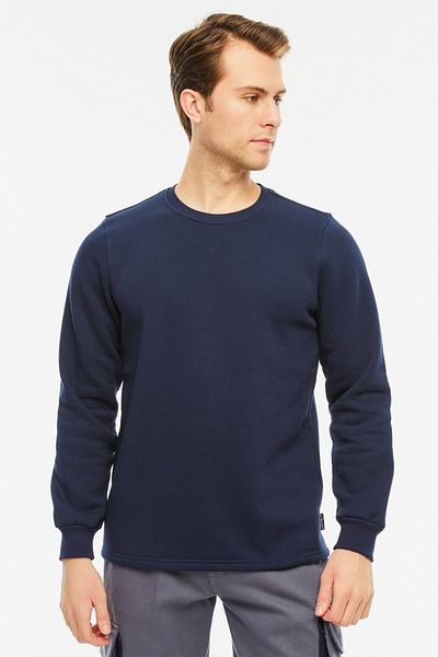 Uniprom Sweatshirt Crew Neck Fleece Inside 3 Thread Cotton Regular Cut Men's Navy Blue