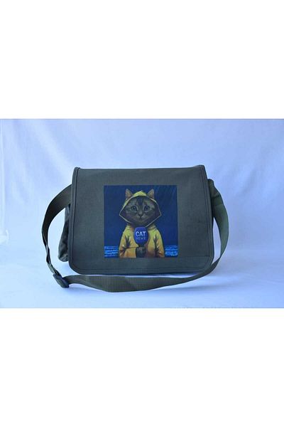 DEEFWEAR Cat New Printed Messenger Bag/ Bag Ρυθμιζόμενη ζώνη και τσέπες με φερμουάρ