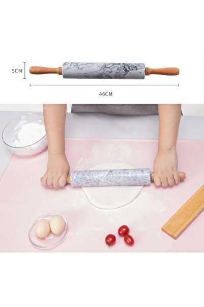 HUBBYCHEF Mermer Hamur Açma Oklavası Merdanesi Rulosu Hamur Şekillendirici
