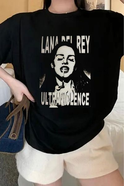 EFBUTİK تي شيرت Lana Del Rey Ultraviolence باللون الأسود