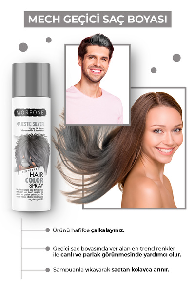 Morfose Mech 24 Saate Kadar Etkili Gri Renkli Saç Spreyi Majestic Silver 150 ml