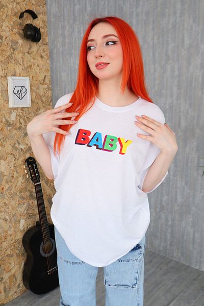 EFBUTİK Λευκό μπλουζάκι Unisex Colorful Baby Written