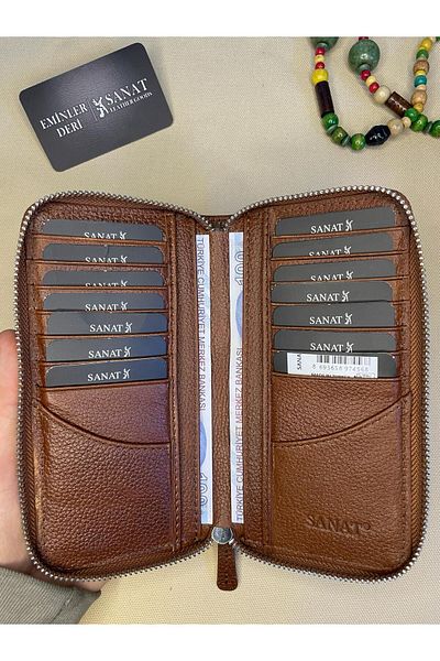 SANAT LEATHER SL-616 multi-card holder genuine leather zipper unisex potfolio wallet 17CM×10CM ART LEATHER