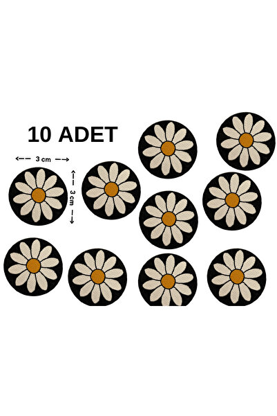 Megas Etiket Ütü ile Yapışan Papatya Yuvarlak Kesim Dokuma Arma/Yama