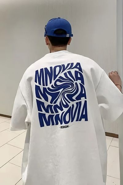 EFBUTİK Біла футболка унісекс з принтом на спині Mnovia