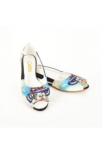 Cotto Shoes Balerini de damă din in colorat imprimat