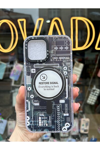 OVADA İphone 14 Pro Max Uyumlu Magsafe Kablosuz Şarj Destekli Hologramlı Prem...